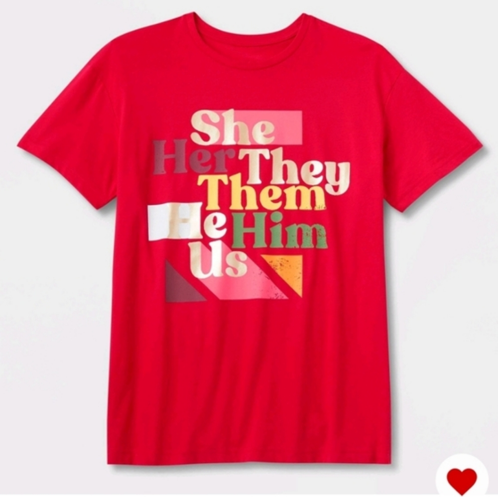 Take Pride Red Pronouns T shirt